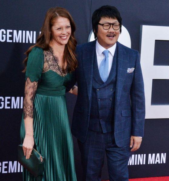 Benedict Wong with his wife in Gemini Man premiere